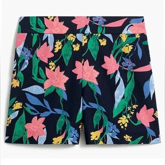 J Crew Floral Basketweave Blue Shorts with Side Zip Size 2 - Picture 2 of 13